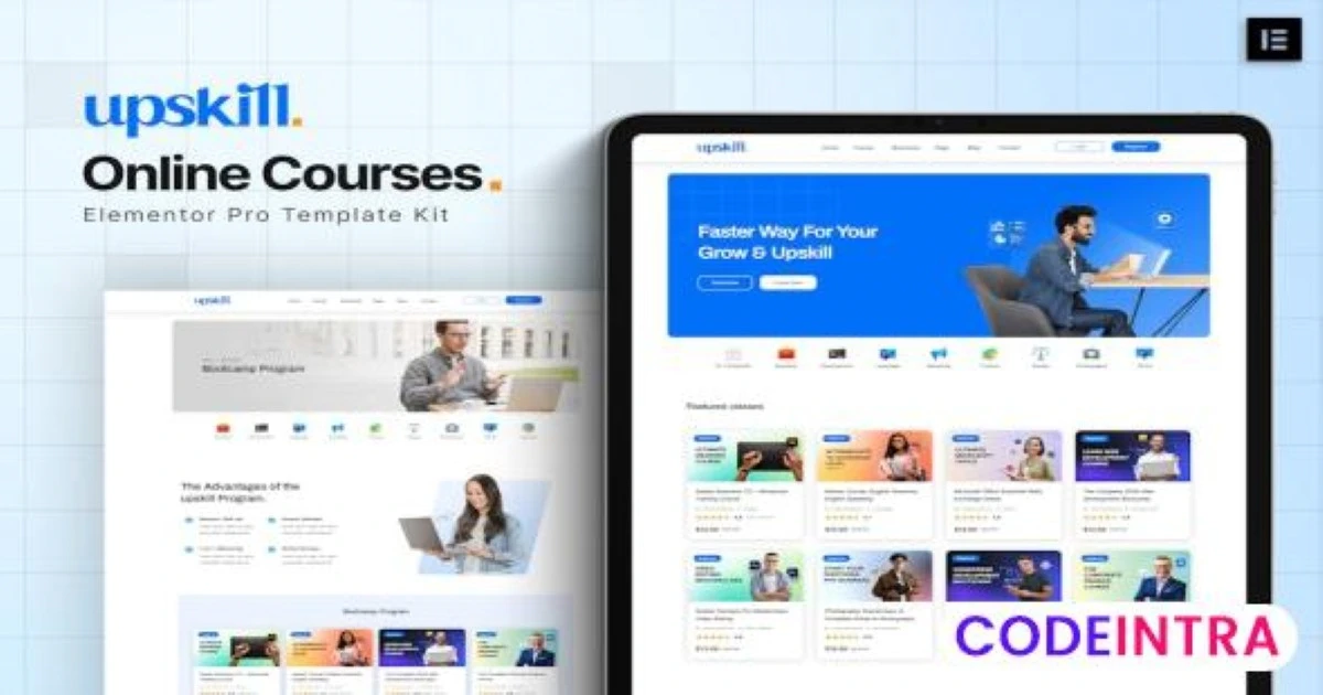 Upskill - Online Course Elementor Pro Template Kit - Codeintra