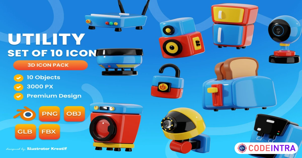 Utility 3d Icon PNG - OBJ - GLB - FBX Premium Design - Codeintra