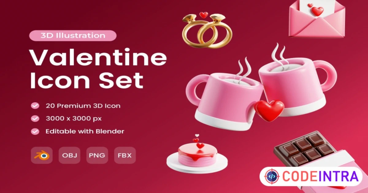 Valentine 3D Icon - Codeintra