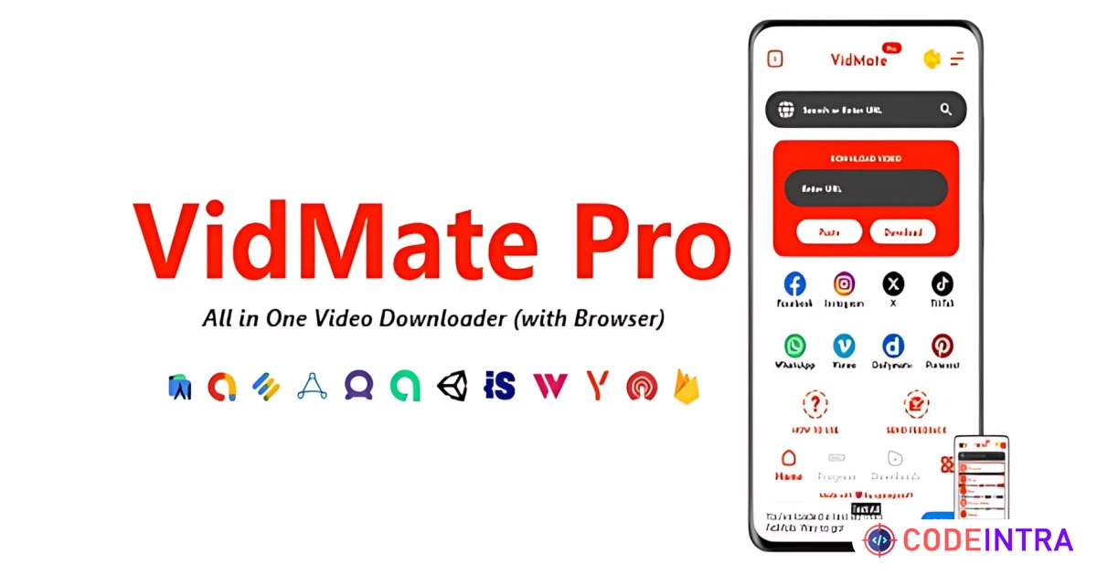 VidMate Pro - All in One Video Downloader (with Browser) | ADMOB, FIREBASE, ONESIGNAL - Codeintra