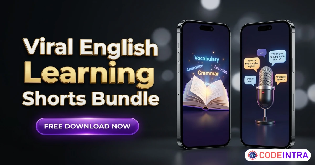 Product featured image Viral English Learning Shorts Bundle PLR Ready - Codeintra
