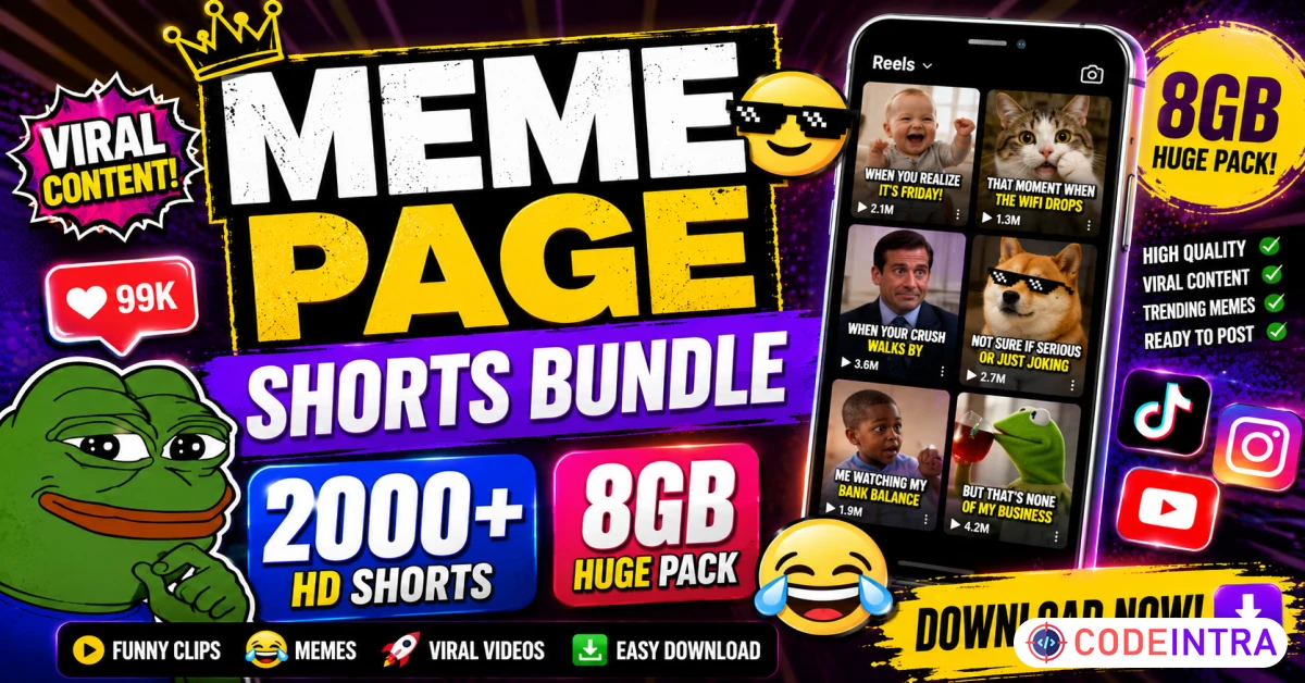 Product featured image Viral Meme Page Shorts & Funny Clips Bundle - Codeintra