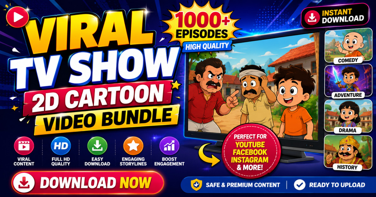 Product featured image Viral TV Show 2D Cartoon Video Bundle - Codeintra