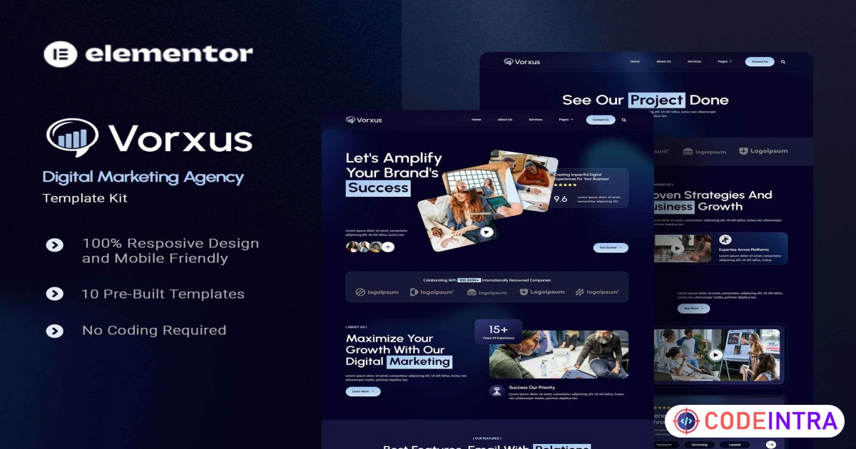 Vorxus - Digital Marketing Agency Elementor Template Kit - Codeintra