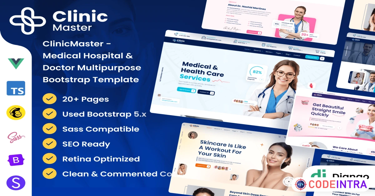 Product featured image Vue JS Multipurpose Health & Medical Template - Codeintra