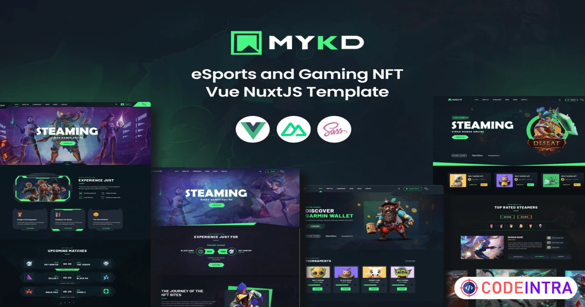 Product featured image Vue Nuxt 3 eSports and Gaming NFT Template - Codeintra