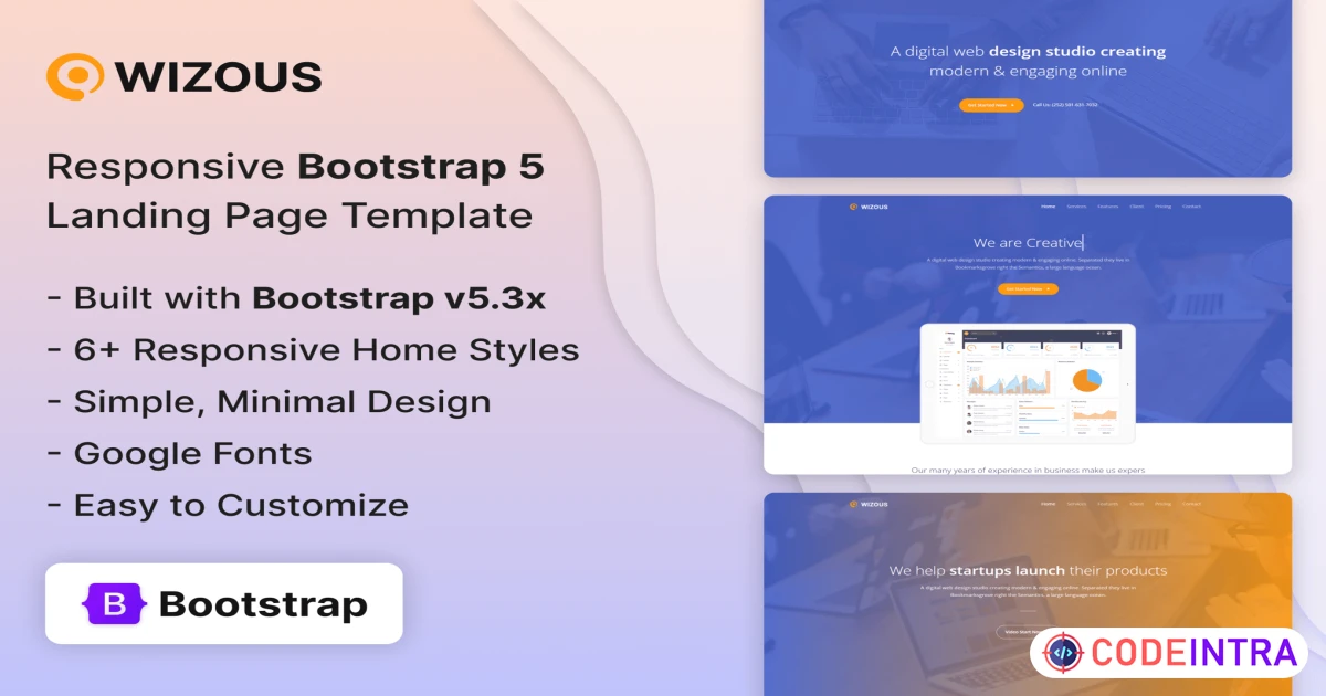 Product featured image Wizous - Bootstrap 5 Landing page Template - Codeintra