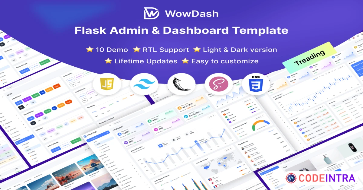 WowDash Flask Admin Dashboard Tailwind Template - Codeintra