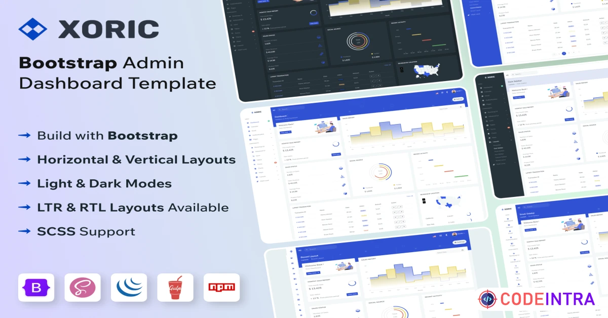 Product featured image Xoric - Admin & Dashboard Template - Codeintra