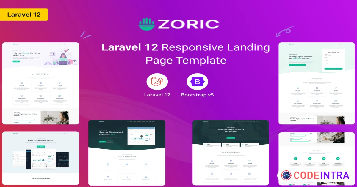 Zoric Laravel 12 Responsive Landing Page Template - Codeintra