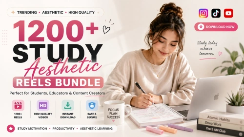1200+ Study Aesthetic Reels Bundle | Viral Study, Motivation