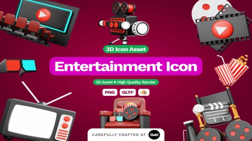 3D Entertainment Icon PNG - OBJ - GLB - FBX Premium Design