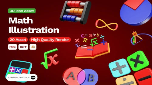 3D Math Illustration PNG - OBJ - GLB Premium Design