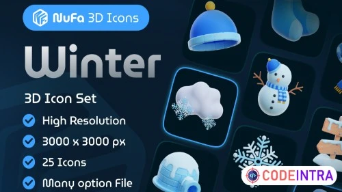 3D Winter Icon Set Premium Assets Editable