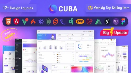 Cuba- HTML, React, Angular, Django Dashboard Template