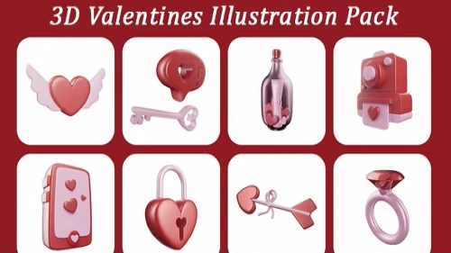 Premium 3D Valentines Icons Illustration Pack HD PNG