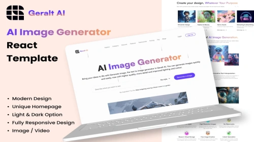 AI Image Generator React Template - Geralt AI