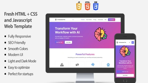 AI Startup Landing Page HTML CSS
