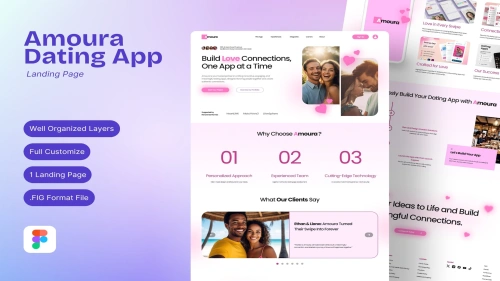 Amoura - Dating App Figma Landing Page in FIGMA