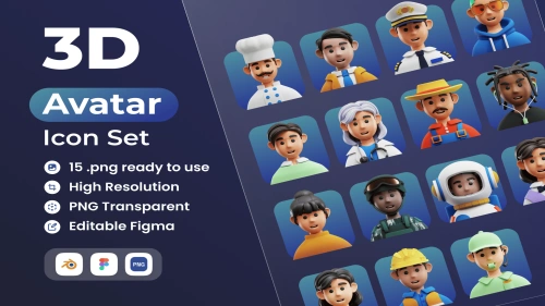 Avatar 3D Illustration in PNG - Figma -Blender