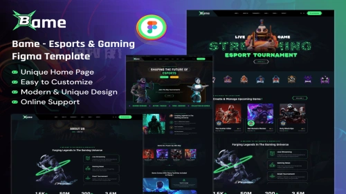 Bame - eSports and Gaming Figma Template