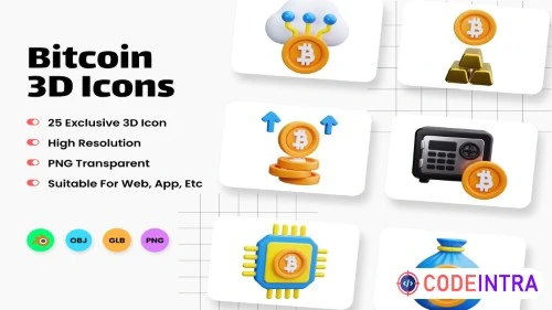 Bitcoin 3D Icons in PNG HD Format