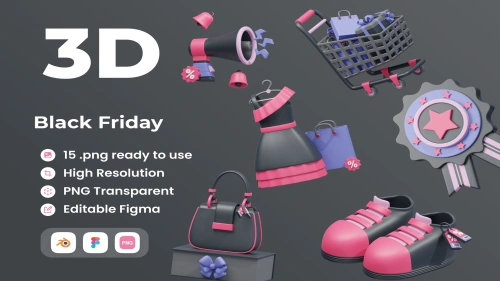 Black Friday 2 - 3D Illustratation in PNG & Blender