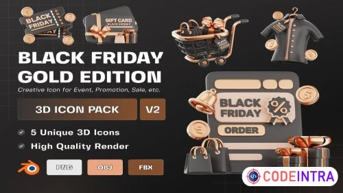 Black Friday Gold Edition 3D Illustration Pack V2