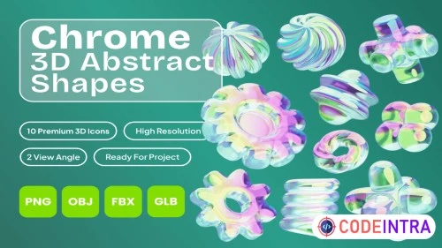 Chrome 3D Abstract Shapes PNG or FBX Download