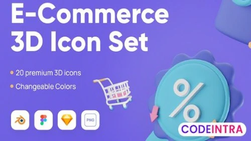 Commercially - E-Commerce 3D Icon Set PNG Download