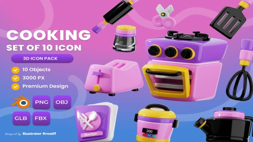 Cooking 3d Icon PNG - OBJ - GLB - FBX Premium Design