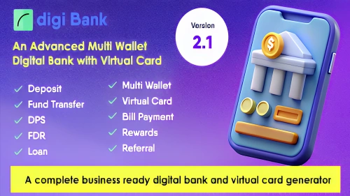 Digibank - Advanced Multi Wallet Digital Banking System with Virtual Card and Rewards