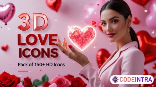 Download 150+ HD 3D Love & Valentine’s Day Icons Pack – Free 3D Art for Your Creative Projects