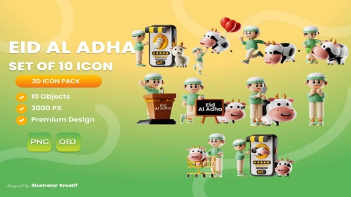 Eid Al Adha Character in  PNG & OBJ 3000PX