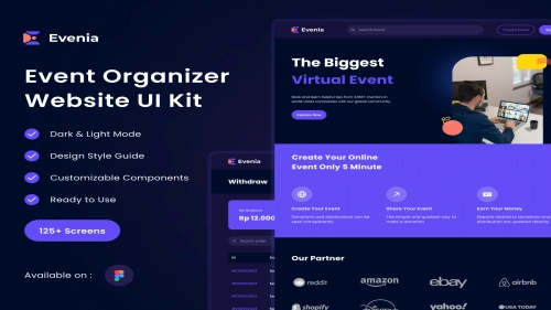 Evenia - Event Organizer Marketplace Website UI Kit - Figma Resources