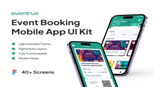 Eventrue - Event Boking Mobile App UI KIT - Figma Resources