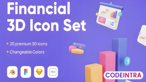 Financially - Financial 3D Icon Set PNG, Figma, Blender