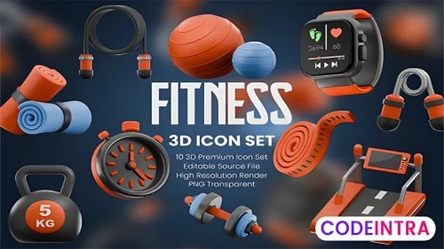 Fitness 3D Icon Set PNG & Blender Free Download