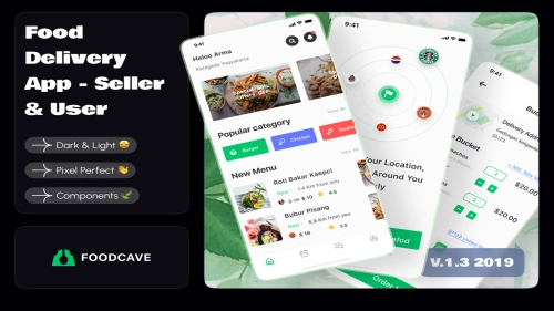 Food Delivery App ( FoodCave ) - Figma Resources