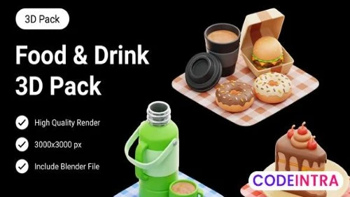 Food & Drink 3D Illustration PNG & Blender HD Quality