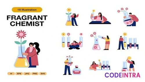 Fragrant Chemist Illustrations Icons Pack SVG & PNG