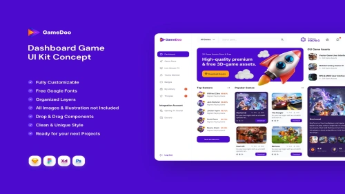 GameDoo - Dashboard Game UI Kit Concept