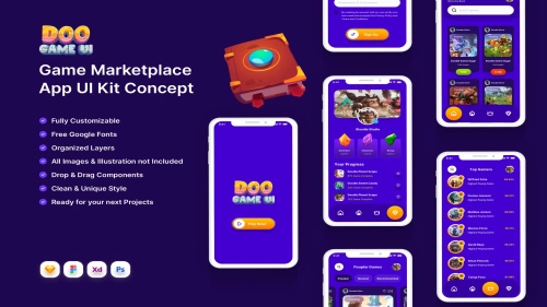 GameDoo - Game UI Kit Mobile App Concept