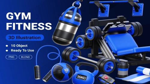 Gym Fitness 3D Icon Illustration BLEND PNG Free Download