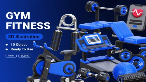 Gym Fitness 3D Icon Illustration BLEND PNG Free Download