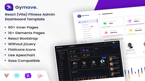 Gymove - React (Vite) Fitness Admin Dashboard