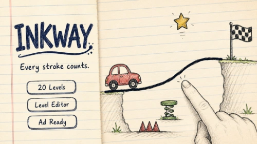 Inkway - Hand-Drawn Physics Line Drawing HTML5 Game