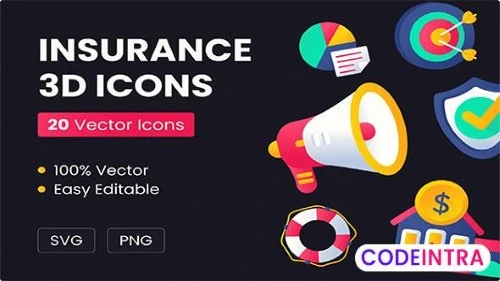 Insurance 3D Icons PNG & SVG pack free download
