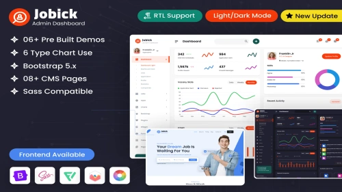 Job Admin Dashboard Bootstrap Template + FrontEnd