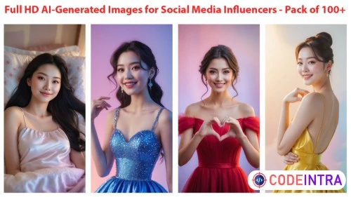 Korean Girl Full HD AI-Generated Images for Social Media Influencers - Pack of 100+ AI Images